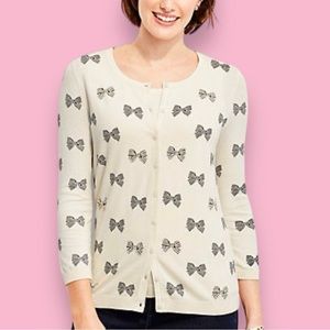 Talbots Embellished Bow 3/4 Sleeve Button Front Cardigan Sweater Women’s Medium